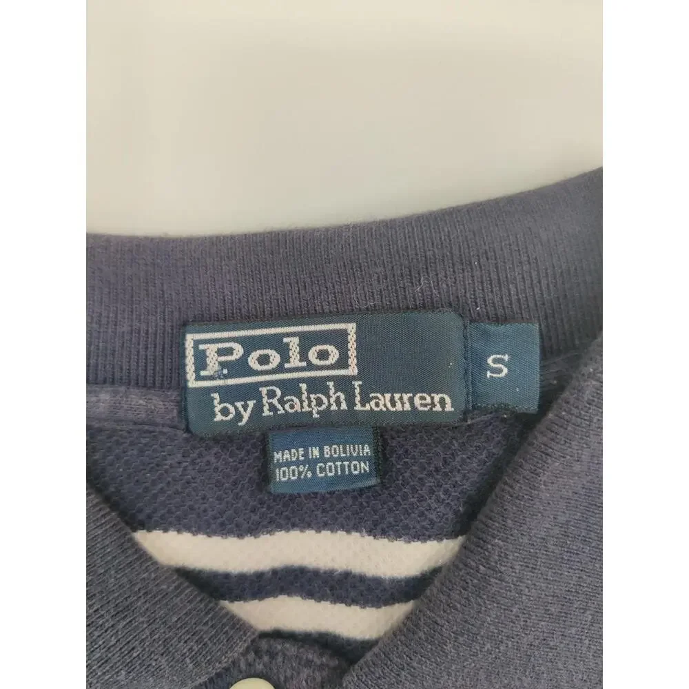 VTG Polo Ralph‎ Lauren Polo Shirt Men's Size Small Navy White Striped Classic